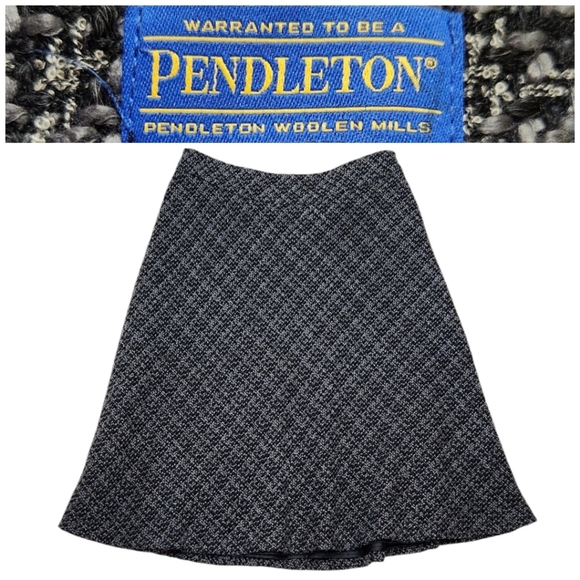 Pendleton Black & Gray A-Line Midi Skirt Sz 10 Office Work Twee Old Money Preppy - Picture 1 of 8